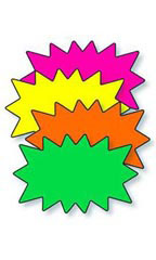 5 ½ x 3 ½ inch Multi-Colored Fluorescent Solar Burst Sign Cards