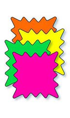 5 x 5 inch Multi-Colored Fluorescent Square Burst Sign Cards