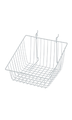 12 x 12 x 8 inch Mini Grid Basket with 4-inch Slanted Front Lip for Slatwall & Wire Grid