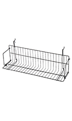 24 x 6 x 6.5 inch Black Media Grid Shelf for Slatwall & Wire Grid