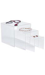 3, 4, 5 inch Square Nesting Clear Acrylic Display Risers - Set of 3