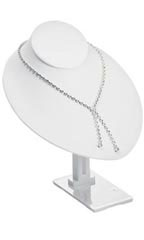Adjustable White Faux Leather Necklace Bust