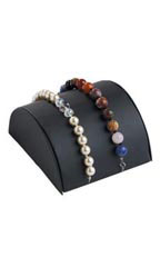 Half Moon Black Faux Leather Bracelet Display