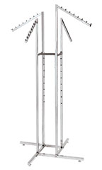 Chrome 4-Way Clothing Rack with Slant Arms
