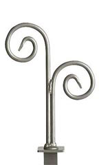 Boutique Raw Steel Double Curl Square Fitting Finial