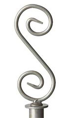Boutique Raw Steel S-Shape Round Fitting Finial