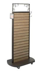 Boutique Vintage Caramel Oak Slatwall Rolling Merchandiser