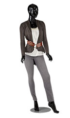 Female Glossy Black Cameo Fiberglass Mannequin