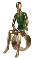 Female Gold Sitting Fiberglass Mannequin