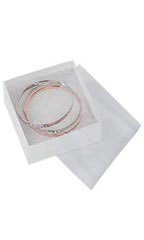 3 ½ x 3 ½ x 1 inch White Vu-Top Cotton Filled Jewelry Boxes
