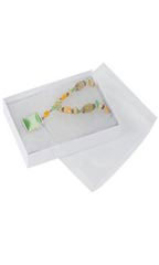 5 ¼ x 3 ¾ x 7/8 inch White Vu-Top Cotton Filled Jewelry Boxes