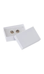 3 1/16 x 2 1/8 x 1 inch White Embossed Cotton Filled Jewelry Boxes