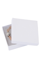 3 ½ x 3 ½ x 1 inch White Embossed Cotton Filled Jewelry Boxes