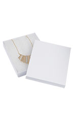7 x 5 ½ x 1 inch White Embossed Cotton Filled Jewelry Boxes