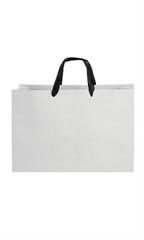 Large White on Kraft Premium Folded Top Paper Bags Black Ribbon Handles