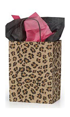 Medium (Cub) - Brown Leopard Paper Shopping Bags - Case of 100