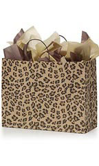 Large (Vogue) - Brown Leopard Paper Shopping Bags - Case of 100