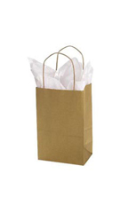 Small (Rose) - Metallic Gold Paper Shopping Bags - Case of 100