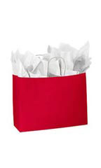 Large Glossy Red Paper Shopping Bags - Case of 100