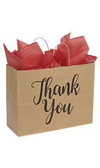 Large (Vogue) - "Thank You" Kraft Paper Shopping Bags - Case of 100