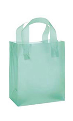Medium Aqua Frosted Shopping Bags - Case of 100