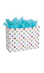 Large Playful Polkadot Paper Shopping Bags - Case of 100