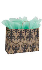 Large (Vogue) - Distressed Damask Paper Shopping Bags - Case of 100