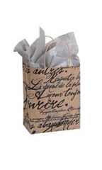 Medium (Cub) - Paris Script Paper Shopping Bags - Case of 100