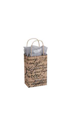 Small (Rose) - Paris Script Paper Shopping Bags - Case of 100